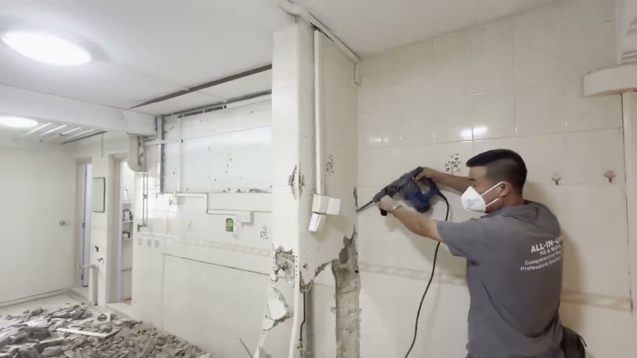 Wall hacking and removal works video preview
